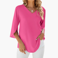 Sommerbluse mit V-Ausschnitt für Damen – Leicht & Elegant – Rosa