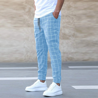 Herren Hose Kariert Slim Fit | Leicht Bequem – Hellblau