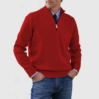 Herrenpullover mit halbem Reißverschluss – Rot