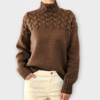 Julia | Zopfstrickpullover Damen elegant & bequem – Braun