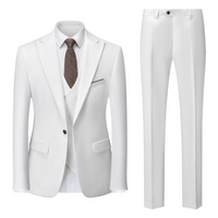Herren Klassisch Stylisch Hochzeitsgast Anzug Set | Zweiteilig – Weiß