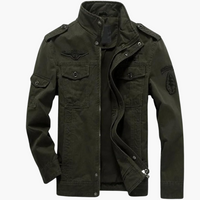 Herren Militärjacke mit Reißverschluss und Pattentaschen – Grün