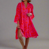 Annika | Luftiges Boho-Kleid mit Muster – Rot