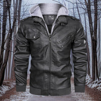 Rambo | Premium Lederjacke mit Kapuze für Herren – Stil und Wärme vereint – Grau