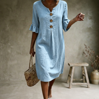 Sorella - Soft-Touch-Kleid mit Rüschenärmeln – Himmelblau