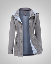 Anneliese | Damen Kapuze Kordelzug Regenjacke – Grau
