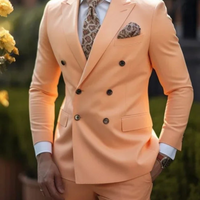 Herren Zweireihig Formell Hochzeitsgast Anzug Set | Zweiteiliges Set – Rosa Orange