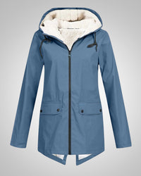 Melanie | Damen Gefütterte Reißverschluss Regenjacke – Blau