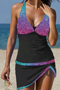 Heidi-Mode | Julissa Leopard Vorderes Drawstring Tankini Set – Mehrfarbig