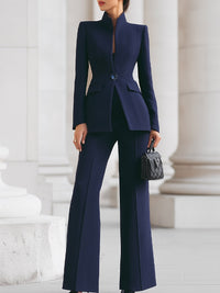 Elena | Damen Blazer & Hosen Anzug Set – Blau