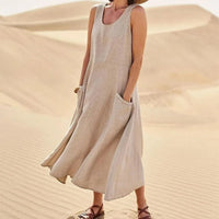 Tina™ - Sommer Leinenkleid – Beige