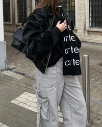 Poiveira | Übergroße Lederjacke – Grün