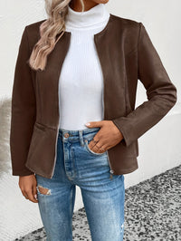 Leymirae | Braune Langarm Zip-Up Jacke – Braun