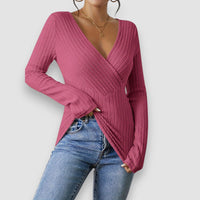 Lior | V-Ausschnitt Langarmpullover – Rosa