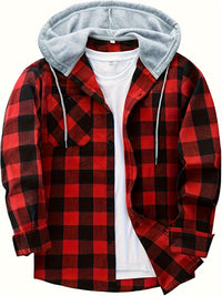 Florian | Kariertes Hoodie-Hemd – Rot