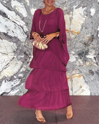 Marina - Elegantes langes locker sitzendes Kleid – Karmesinrot
