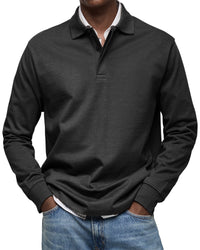 Julian | Luxe Polo mit langen Ärmeln – Schwarz