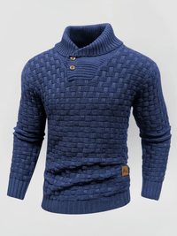 OTMAR - DICKER STRICKPULLOVER MIT HOHEM KRAGEN – Blau
