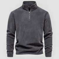 NORBERT - FLEECE-PULLOVER MIT VIERTELREISSVERSCHLUSS – Dunkelgrau