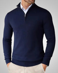 Werner | Herren Klassischer Rundhalskragen Kaschmirpullover – Marine