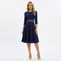 Franziska | Damen Tailliertes Ausgestelltes Midi-Kleid – Blau