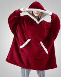 Susanne | Damen Kuschelige Oversized Kapuzendecke – Rot 1