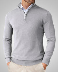 Kenneth | Herren Slim Fit Quarter-Zip Pullover – Hellgrau