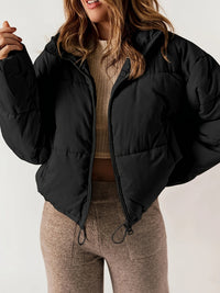 Leyreina | Schwarze Pufferjacke mit Reißverschluss – Lässige Langarmjacke für jeden Tag – Schwarz