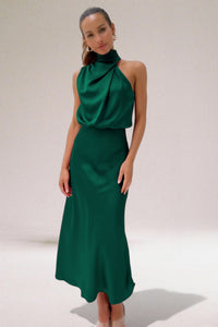 Nina – Elegantes Halterneck-Kleid – Grün