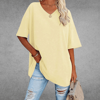 Mia | Damen Oversized V-Ausschnitt Hemd – Hellgelb
