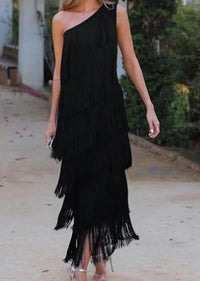 Reina - Elegantes Schulterfreies Kleid – Schwarz