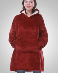 Susanne | Damen Kuschelige Oversized Kapuzendecke – Rot