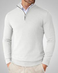 Werner | Herren Klassischer Rundhalskragen Kaschmirpullover – Weiß