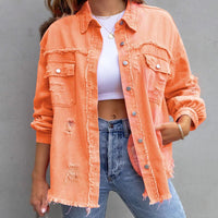 Jeansjacke für Damen - Stylische Denim Sommerjacke – Orange