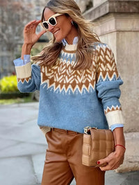 Dreiyona | Gemütlicher Fair Isle Pullover mit hohem Halsausschnitt – Gemischte Farbe