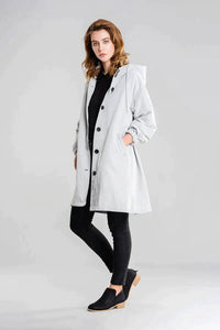 Damen Winterregenjacke | Mit Knöpfen – Grau
