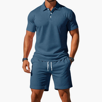 Leichtes Sommer Polo Set Herren - Kurzarmshirt & passende Shorts – Blau