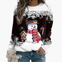Denise - Schneemann Weihnachts-Pullover – Dunkelbraun