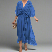 Dorselinde | Elegantes Maxikleid mit Femininem Ausschnitt – Blau
