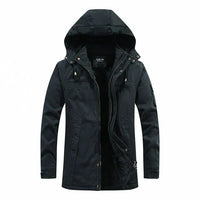 Fleecegefütterte Herren-Winterjacke mit Kapuze – Schwarz