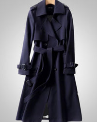 Sandra | Damen Klassischer Bindegürtel Trenchcoat – Blau