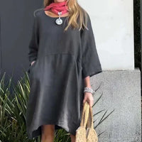 Heidi-Mode | Lässig, Einfache Kleid – Dunkelgrau