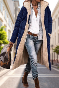 Sophie | Damen Gepolsterte Kapuze Herbstjacke – Blau