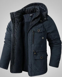 John | Herren Kapuze Gepolsterter Winter Parka – Blau