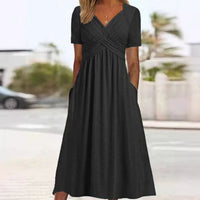 Hainah | V-Ausschnitt Schmeichelndes Kleid – Schwarz
