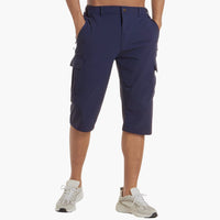 Herren Sommer Cargoshorts mit Stretchstoff und Reißverschlusstaschen – Dunkelblau