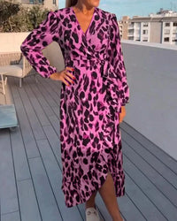 Lily - Modisches V-Ausschnitt-Kleid – Rosa