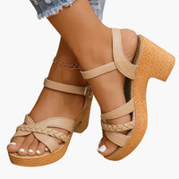Sandalen Damen - Orthopädische Keilsandalen mit Fußbett – Camel