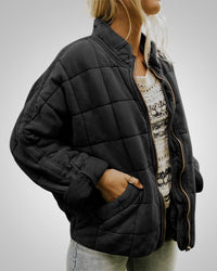 Claudia | Damen Oversized Lässiger Zeitloser Jacke – Schwarz
