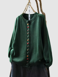 Grace | Gestrickter Knopf-Cardigan – Grün